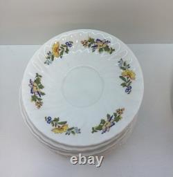 Aynsley Bone China Cottage Garden Tea Cups with Plates Made In England