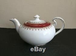 Aynsley Bone China Durham Maroon Tea Set Teapot Lidded Sugar Bowl & Creamer