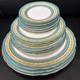 Aynsley Bone China England # 7612 Blue / Gold Set Of 14 Plates Excellent
