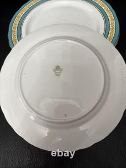 Aynsley Bone China England # 7612 Blue / Gold Set Of 14 Plates Excellent