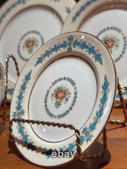 Aynsley Cambridge Bone China 30pc 6 Place Settings 5pc Set Blue Gold Mint