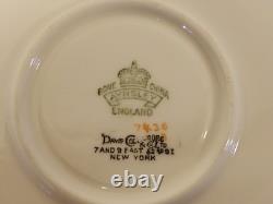 Aynsley England Bone China Davis Collamore Set of 8 Cups & Saucers with Floral Dec