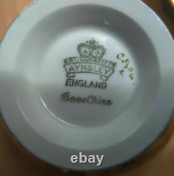 Aynsley England Bone Rose Tea Cup & Saucer Set signed J A Bailey