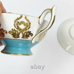 Aynsley Orchard Blue England Fine China Blue Scroll Teacup & Saucer Set