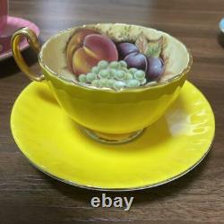 Aynsley Orchard Gold teacup & saucer cup 3 set Fine Bone China ENGLAND