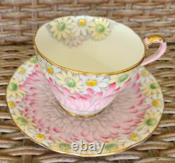 Aynsley Pink Daisy Teacup And Saucer Set Bone China England