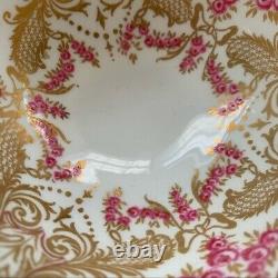 Aynsley gold pink scalloped bone China cup saucer Set 12 rare ornate Vtg Rare