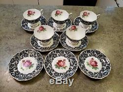 Beautiful RARE Royal Albert SENORITA Bone China England Rose Tea Cup Set + Extra