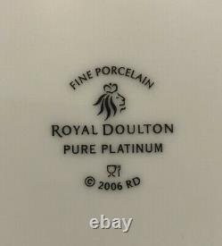 Beautiful Royal Doulton Pure Platinum 2006 Fine Porcelain 51 pc Dinnerware Set