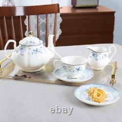 Blue Rose 15 Piece Porcelain Tea Set for 6 People Vintage China Tea Set
