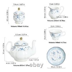 Blue Rose 15 Piece Porcelain Tea Set for 6 People Vintage China Tea Set Blue Rose 15 Piece Porcelain Tea Set for 6 People Vintage China Tea Set
