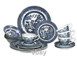 Blue Willow 20 Piece Dinnerware Set Plates Bowls Cups Saucers Made in England