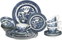 Blue Willow Plates Bowls Cups 20 Piece Dinnerware Set, Made in England