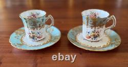 Bone China England Two Cups(2.75Hx2.5R) & Saucers(5R) Froral