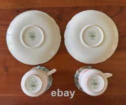 Bone China England Two Cups(2.75Hx2.5R) & Saucers(5R) Froral