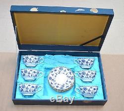 Box Set of Spode England Bone China Y6235 Colonel Blue Gold Trim Tea Coffee Cup