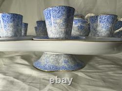 C1880 Royal Worcester Blue Chintz'Lazy Susan' TEA SET W2297 Collamore & Co NY