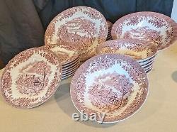 CHURCHILL China 39 Pc. SET THE BROOK Red DINNERWARE SET- DESIGN-ENGLAND