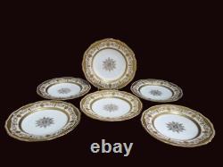 COALPORT Gold Gilt SNOWFLAKE Garland Fine China 10 1/4 Dinner Plate Set of 6