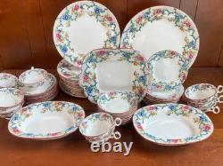 Ca. 1930s ROYAL CAULDON bone china dinnerware, cups set, 48pcs, gorgeous