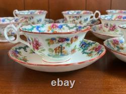 Ca. 1930s ROYAL CAULDON bone china dinnerware, cups set, 48pcs, gorgeous