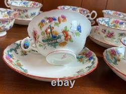 Ca. 1930s ROYAL CAULDON bone china dinnerware, cups set, 48pcs, gorgeous