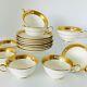 Cauldon Gold Etching and Floral Cups & Saucers for Tiffany & Co. Set of 8