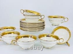 Cauldon Gold Etching and Floral Cups & Saucers for Tiffany & Co. Set of 8