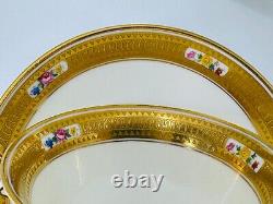 Cauldon Gold Etching and Floral Cups & Saucers for Tiffany & Co. Set of 8