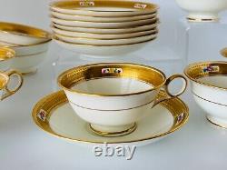 Cauldon Gold Etching and Floral Cups & Saucers for Tiffany & Co. Set of 8