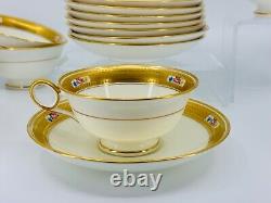 Cauldon Gold Etching and Floral Cups & Saucers for Tiffany & Co. Set of 8