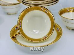 Cauldon Gold Etching and Floral Cups & Saucers for Tiffany & Co. Set of 8