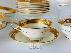 Cauldon Gold Etching and Floral Cups & Saucers for Tiffany & Co. Set of 8