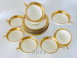 Cauldon Gold Etching and Floral Cups & Saucers for Tiffany & Co. Set of 8