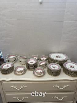 Cauldon Jesdon Bone China Set of Pink & Gray Band Gold Trim Pink Thistler