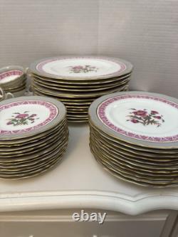 Cauldon Jesdon Bone China Set of Pink & Gray Band Gold Trim Pink Thistler