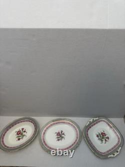 Cauldon Jesdon Bone China Set of Pink & Gray Band Gold Trim Pink Thistler