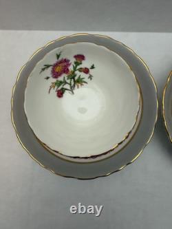 Cauldon Jesdon Bone China Set of Pink & Gray Band Gold Trim Pink Thistler