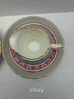 Cauldon Jesdon Bone China Set of Pink & Gray Band Gold Trim Pink Thistler