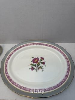 Cauldon Jesdon Bone China Set of Pink & Gray Band Gold Trim Pink Thistler