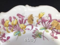 Cauldon Ware Bone China Plates 8.75 Pink Yellow Flowers Brown Westhead C. 1890