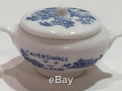 Caverswall England 22 Dollhouse Miniature Porcelain Blue White China Set Artisan