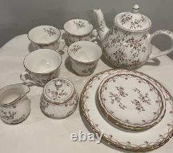 China Tea Set England Pink Rose Floral with Gold Trim 15 Pc
