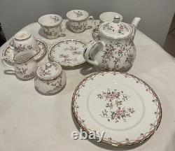China Tea Set England Pink Rose Floral with Gold Trim 15 Pc