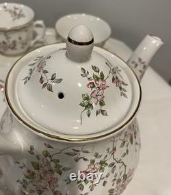 China Tea Set England Pink Rose Floral with Gold Trim 15 Pc