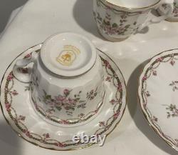 China Tea Set England Pink Rose Floral with Gold Trim 15 Pc