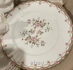 China Tea Set England Pink Rose Floral with Gold Trim 15 Pc