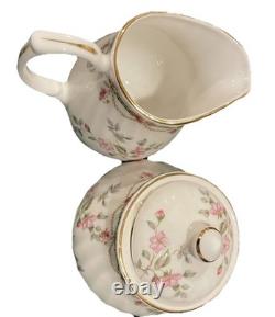 China Tea Set England Pink Rose Floral with Gold Trim 15 Pc