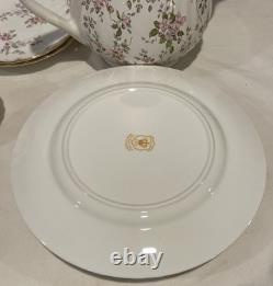 China Tea Set England Pink Rose Floral with Gold Trim 15 Pc