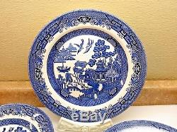 Churchill Blue Willow China (4) Place Settings Made England Microwave Dishwasher